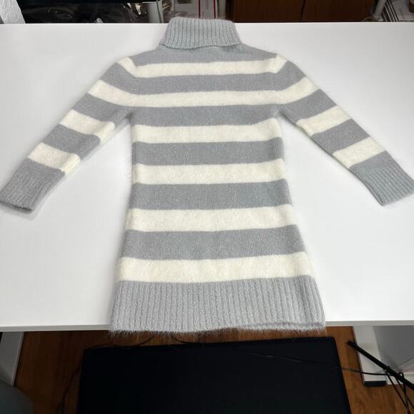 Bebe O Angora Blend Sweater Turtleneck Gray White Striped 3/4 Sleeve S VTG Y2K - Picture 10 of 10
